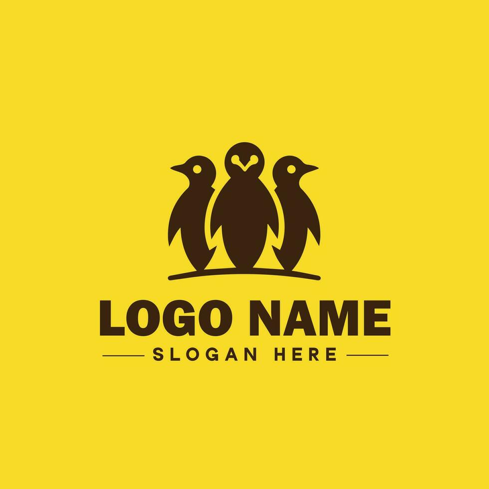 penguin logo and icon clean flat modern minimalist business and luxury brand logo design editable vector