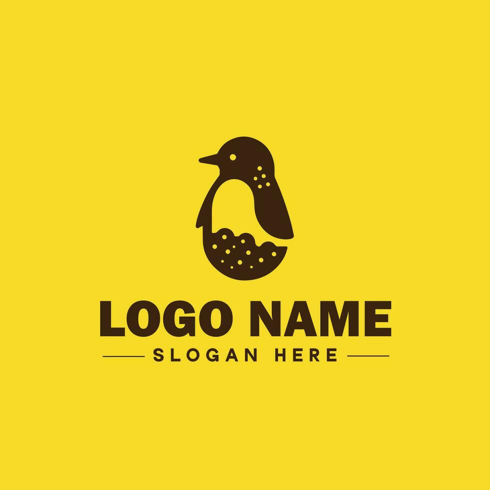 pingüino logo y icono limpiar plano moderno minimalista negocio y lujo marca logo diseño editable vector