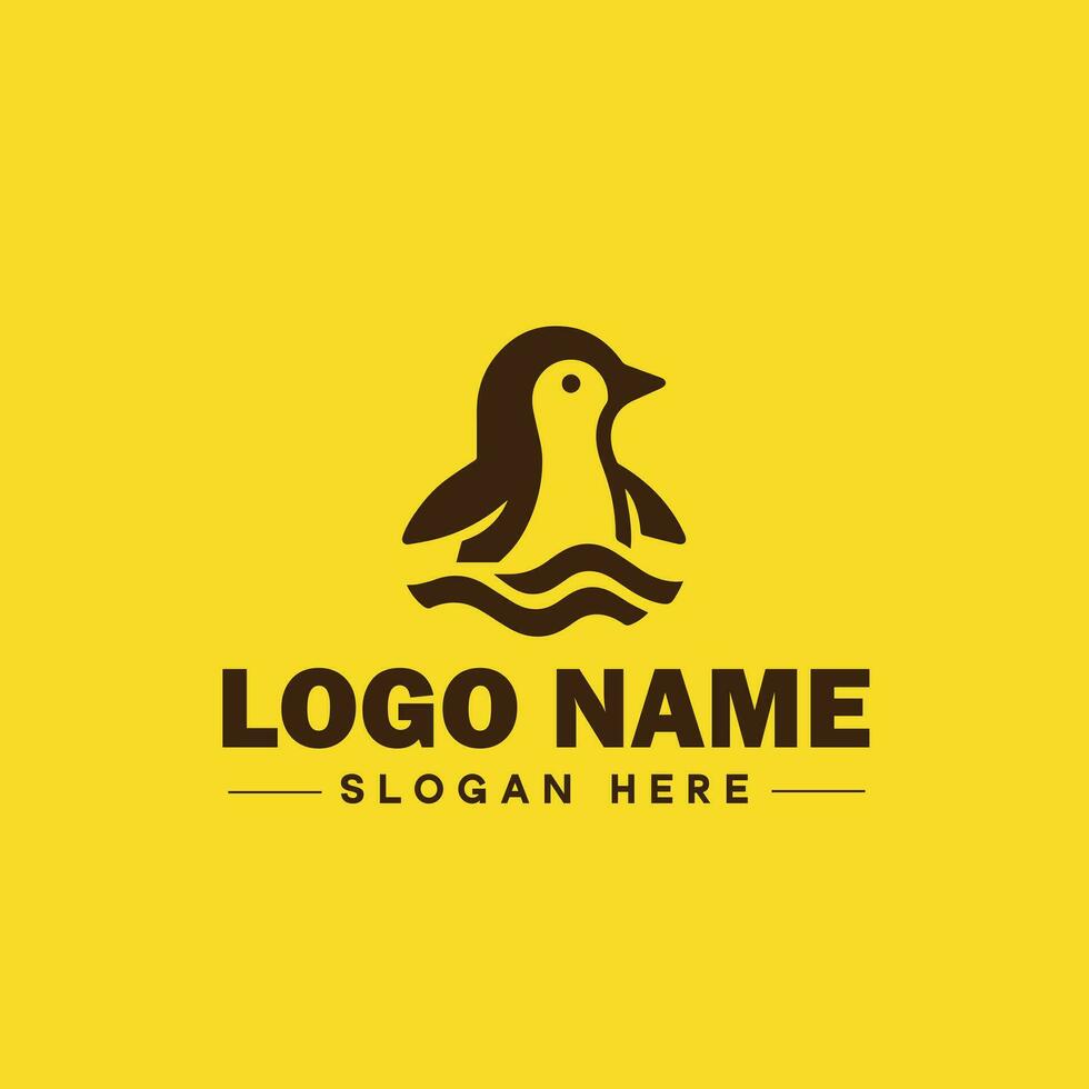 pingüino logo y icono limpiar plano moderno minimalista negocio y lujo marca logo diseño editable vector