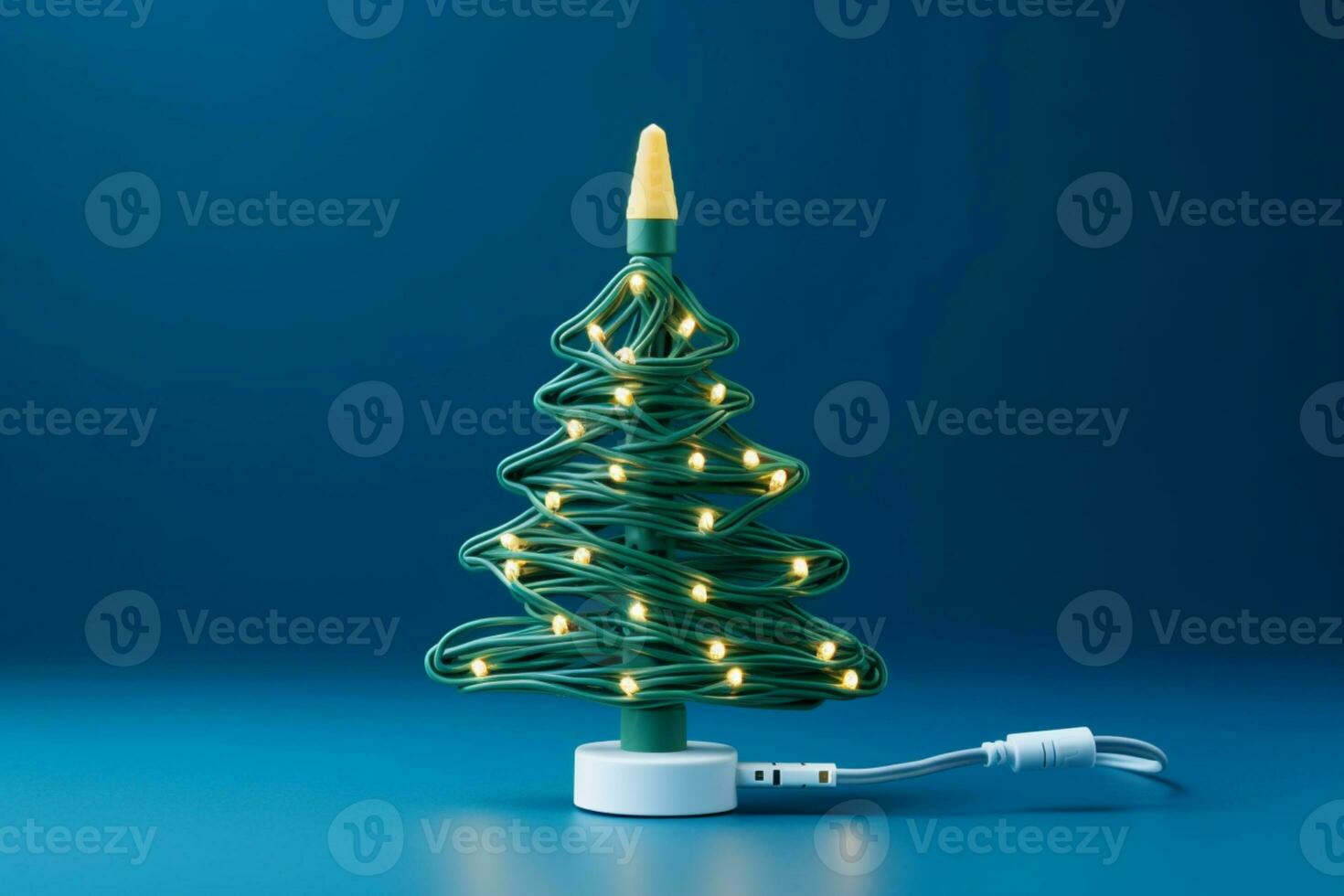 AI generated Christmas tree made up with charger cable Electronics concept background copy space photo