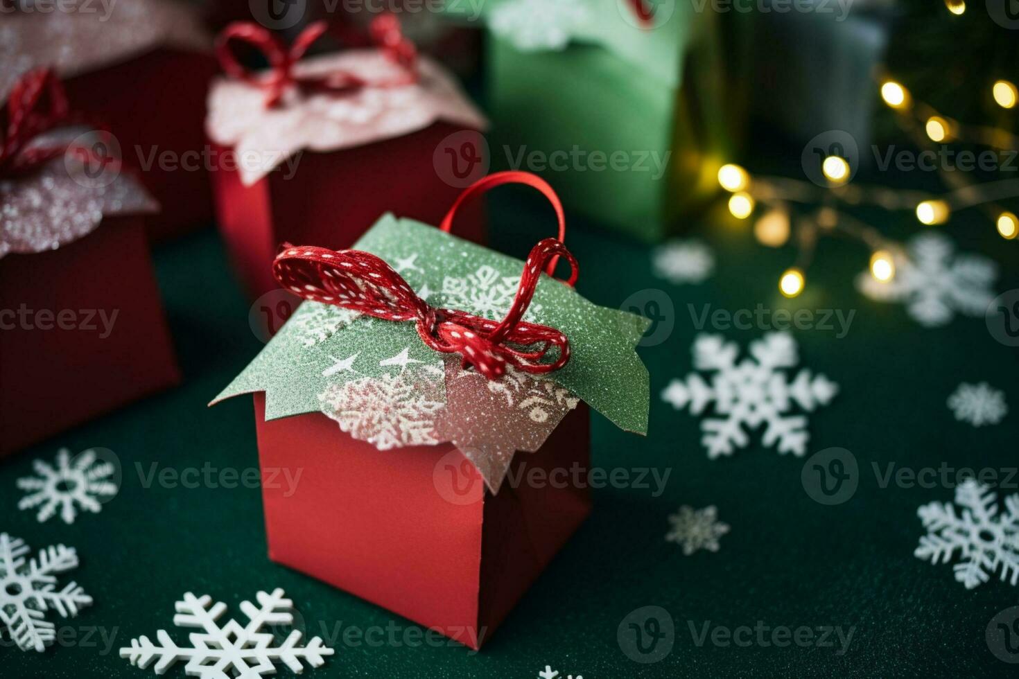 AI generated christmas still life arrangement with copy space photo