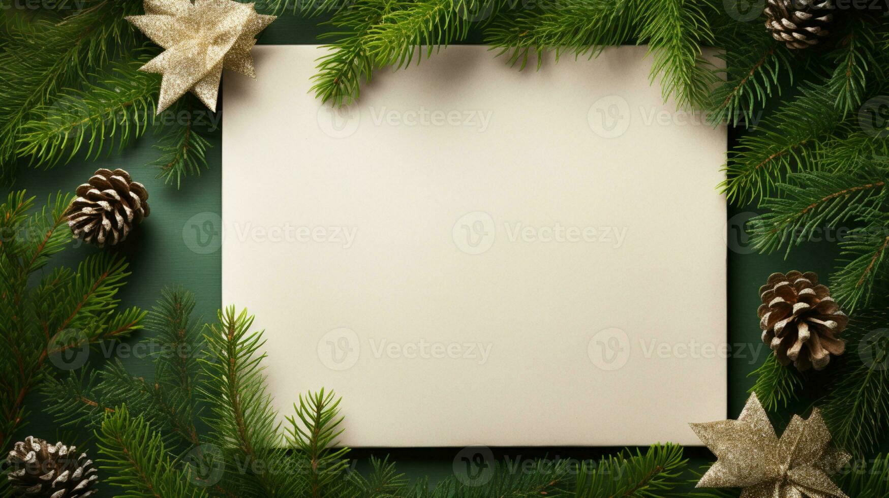 AI generated christmas holidays composition of fir tree branches with copy space photo