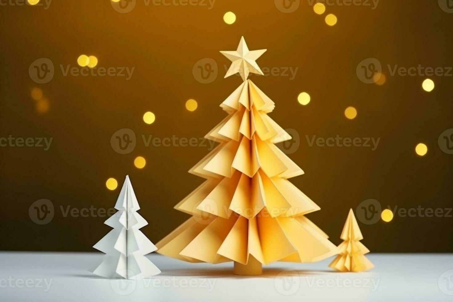 AI generated Christmas tree made with card paper photo