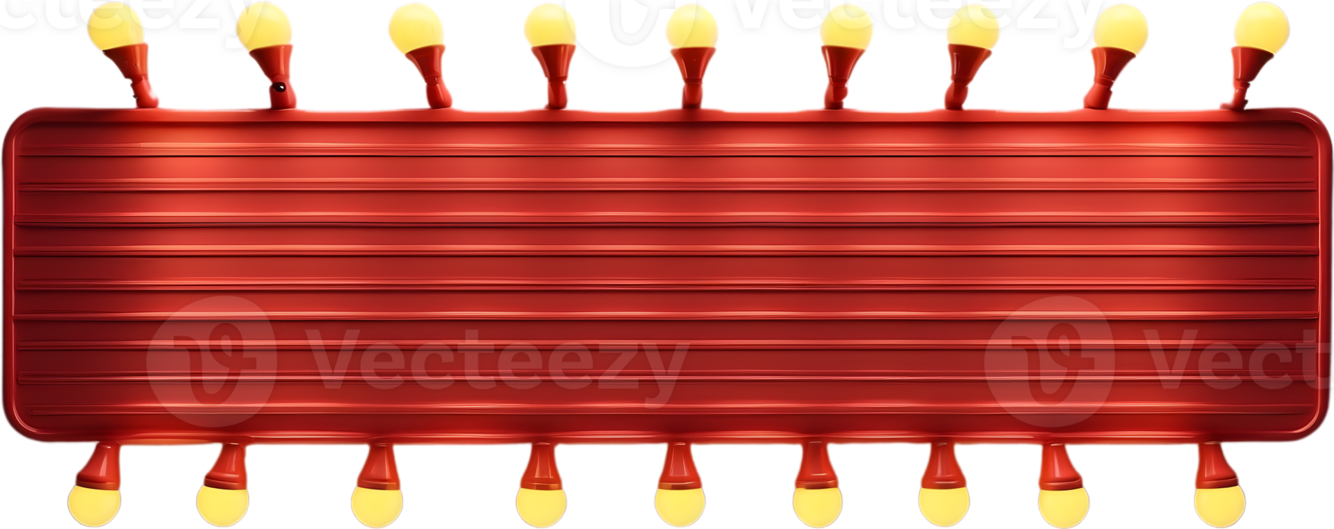 AI generated red directional arrow sign with yellow lights png