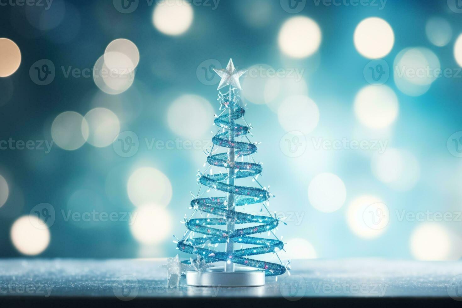 AI generated Blue Christmas tree made up with DNA structure health concept bokeh blurred background copy space photo