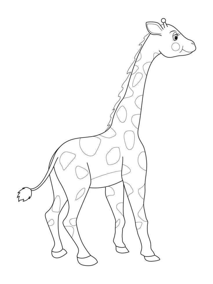 jirafa para colorante libro. línea Arte diseño para niños colorante página. vector