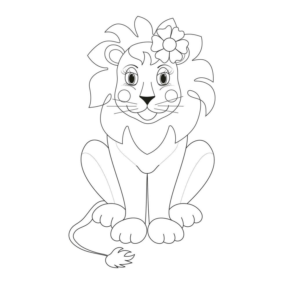 Lion vector. Coloring book for children. Hand drawn lion outline illustration. vector