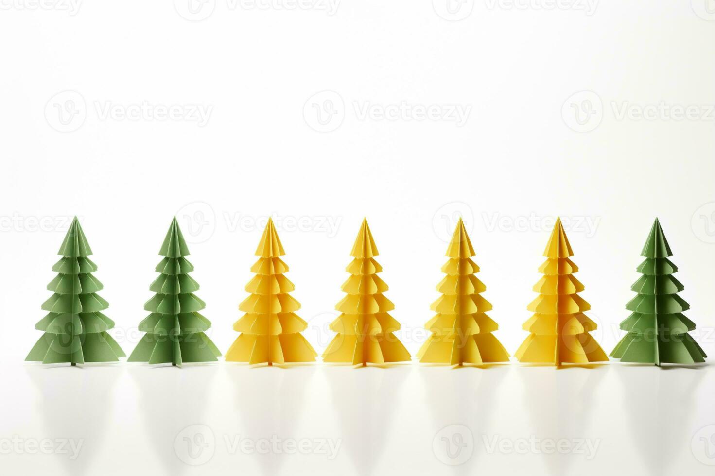 AI generated Christmas tree in paper style on white background photo