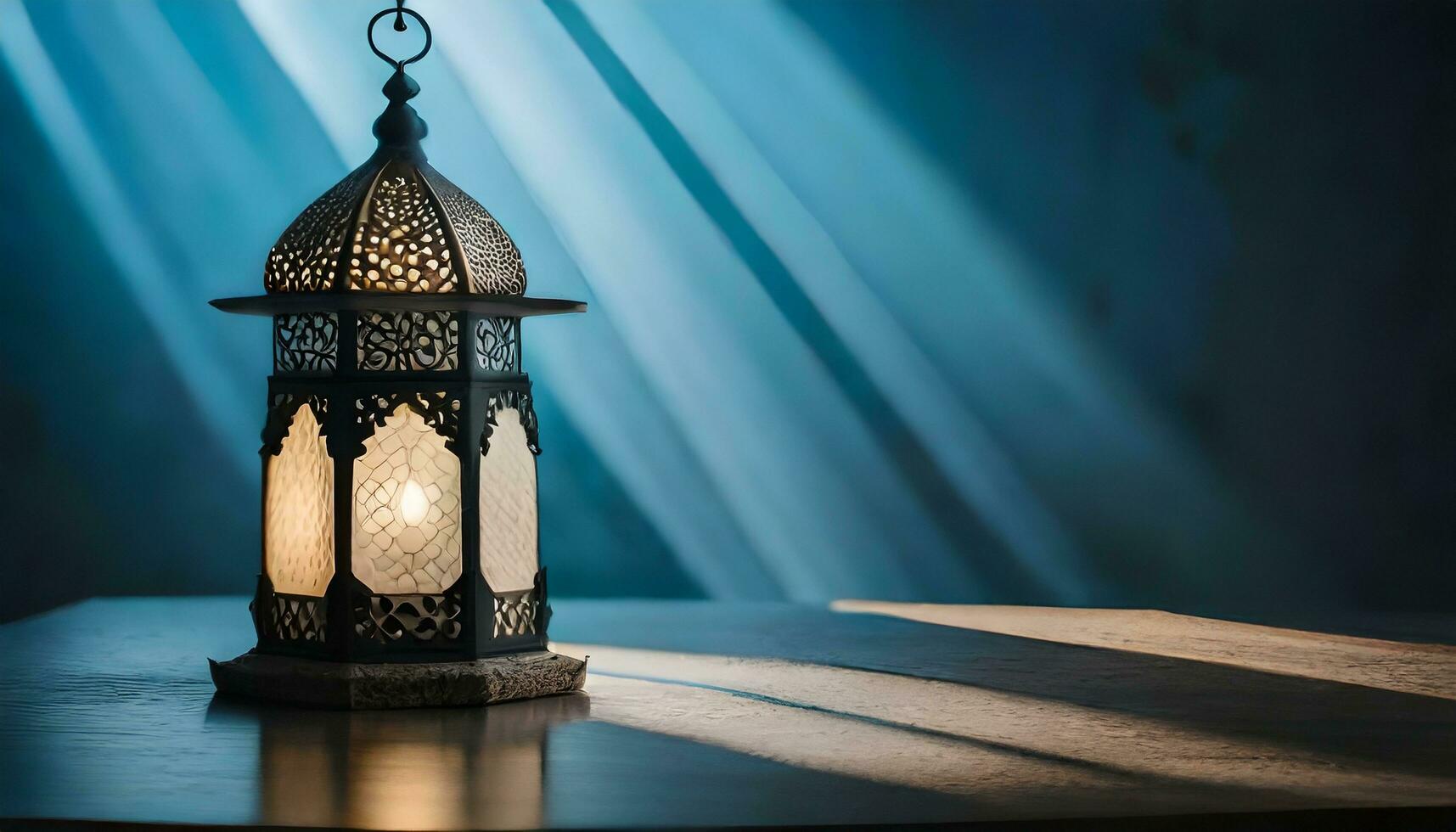 AI generated An antique light lit the interior of an old Turkish culture photo
