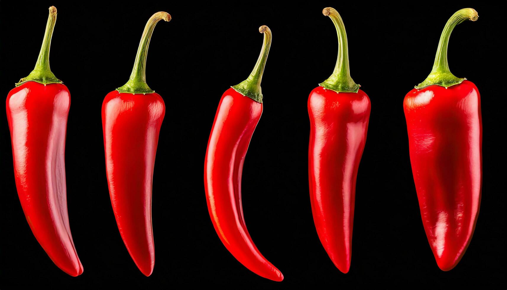 AI generated Collection of red chili peppers isolated on transparent background photo