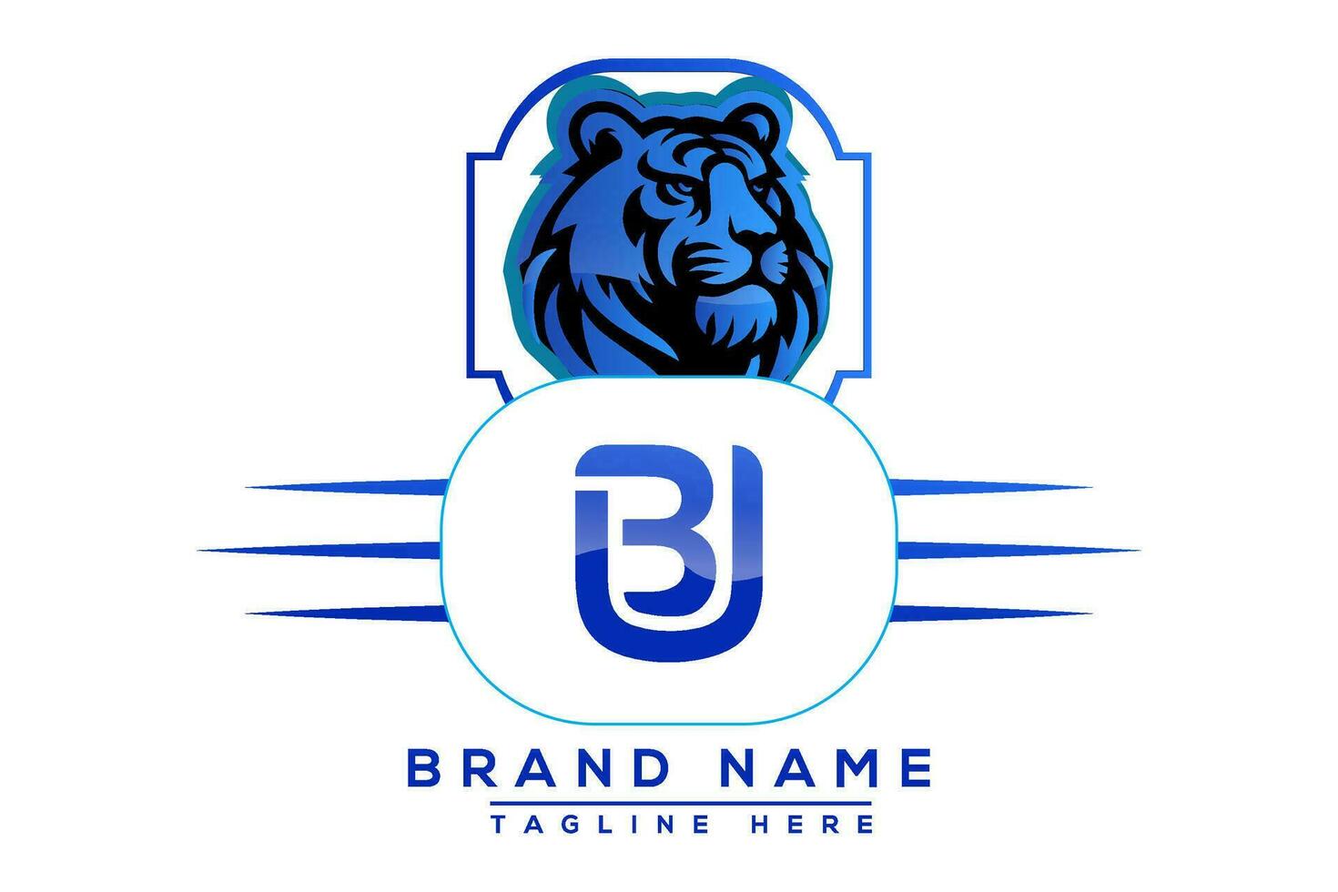 BU Tiger logo Blue Design. Vector logo design for business.
