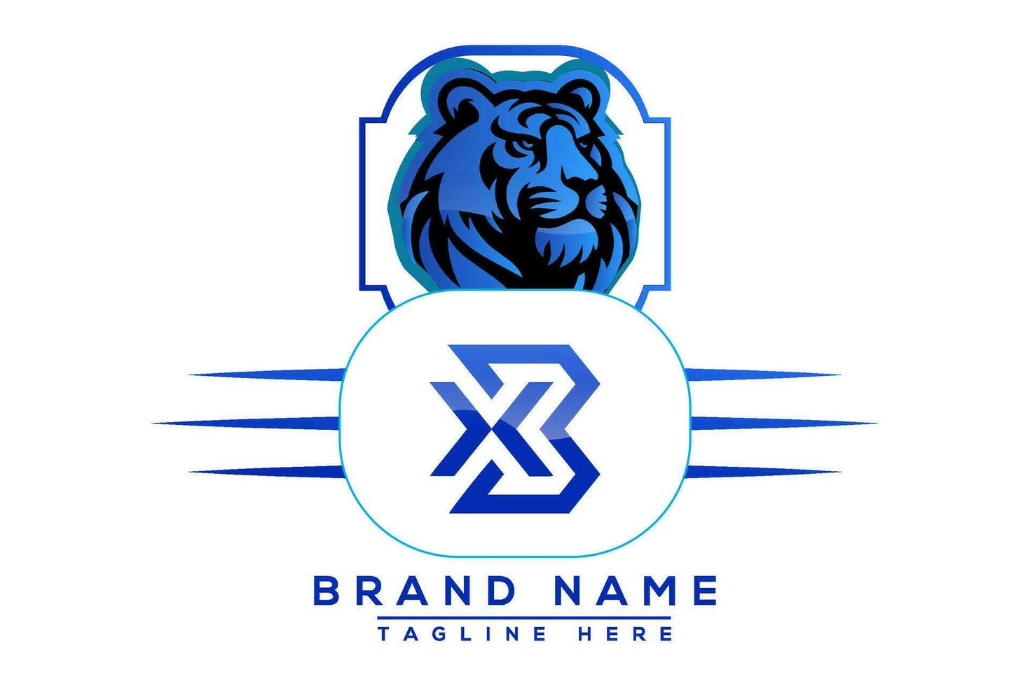 BX Tiger logo Blue Design. Vector logo design for business.