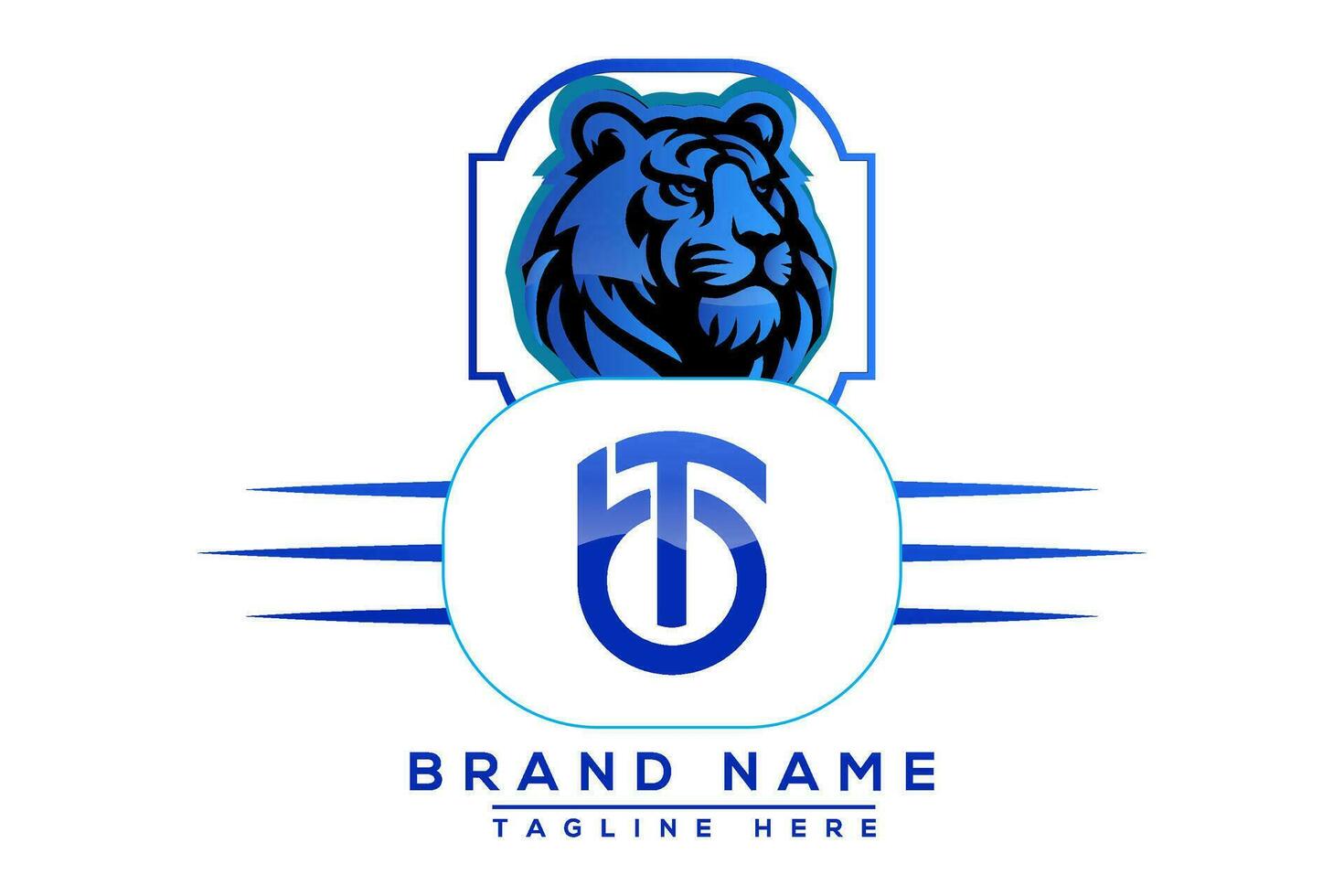 BT Tiger logo Blue Design. Vector logo design for business.