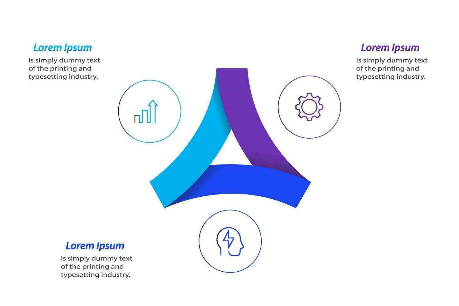 Cycle diagram divided into 3 segments. Concept of three options of business project infographic vector
