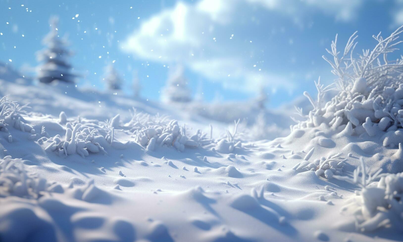 AI generated Winter background of snow and frost with free space for your decoration photo