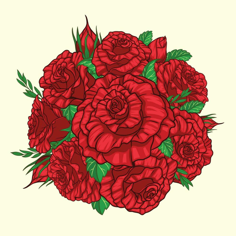 Red Rose Bouquet of Flowers vector