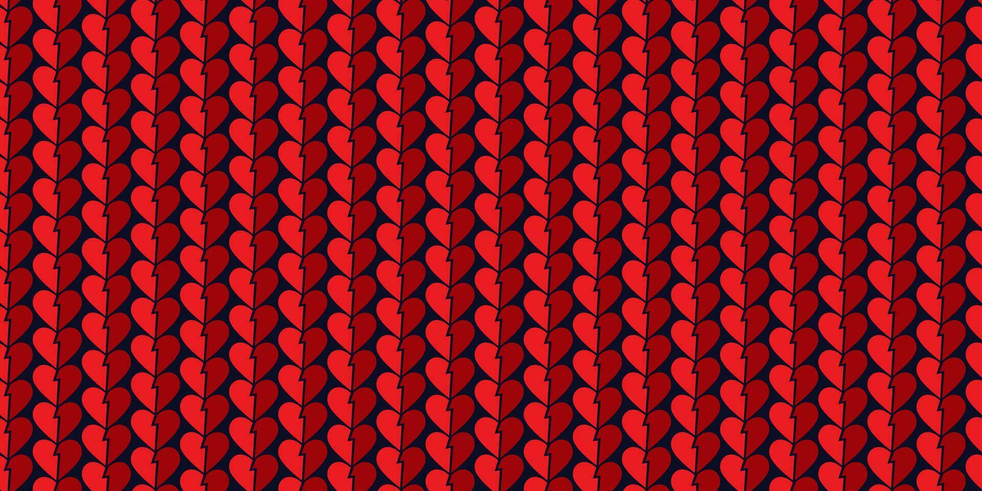 Simple break hearts seamless pattern. Valentines day background. Flat design endless chaotic texture made of tiny break heart silhouettes on black background vector