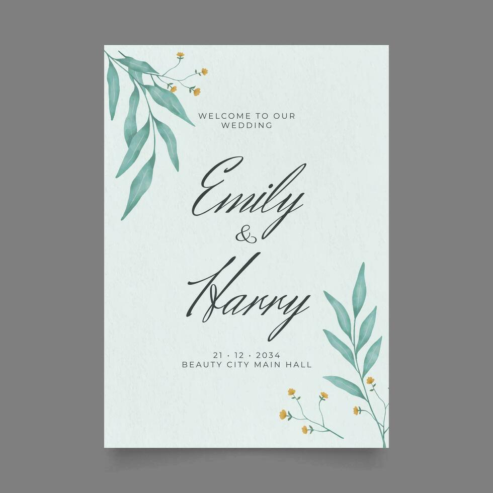 Wedding poster for welcome sign. Template welcome poster. Vector printable wedding props. Flyer design for welcome sign.