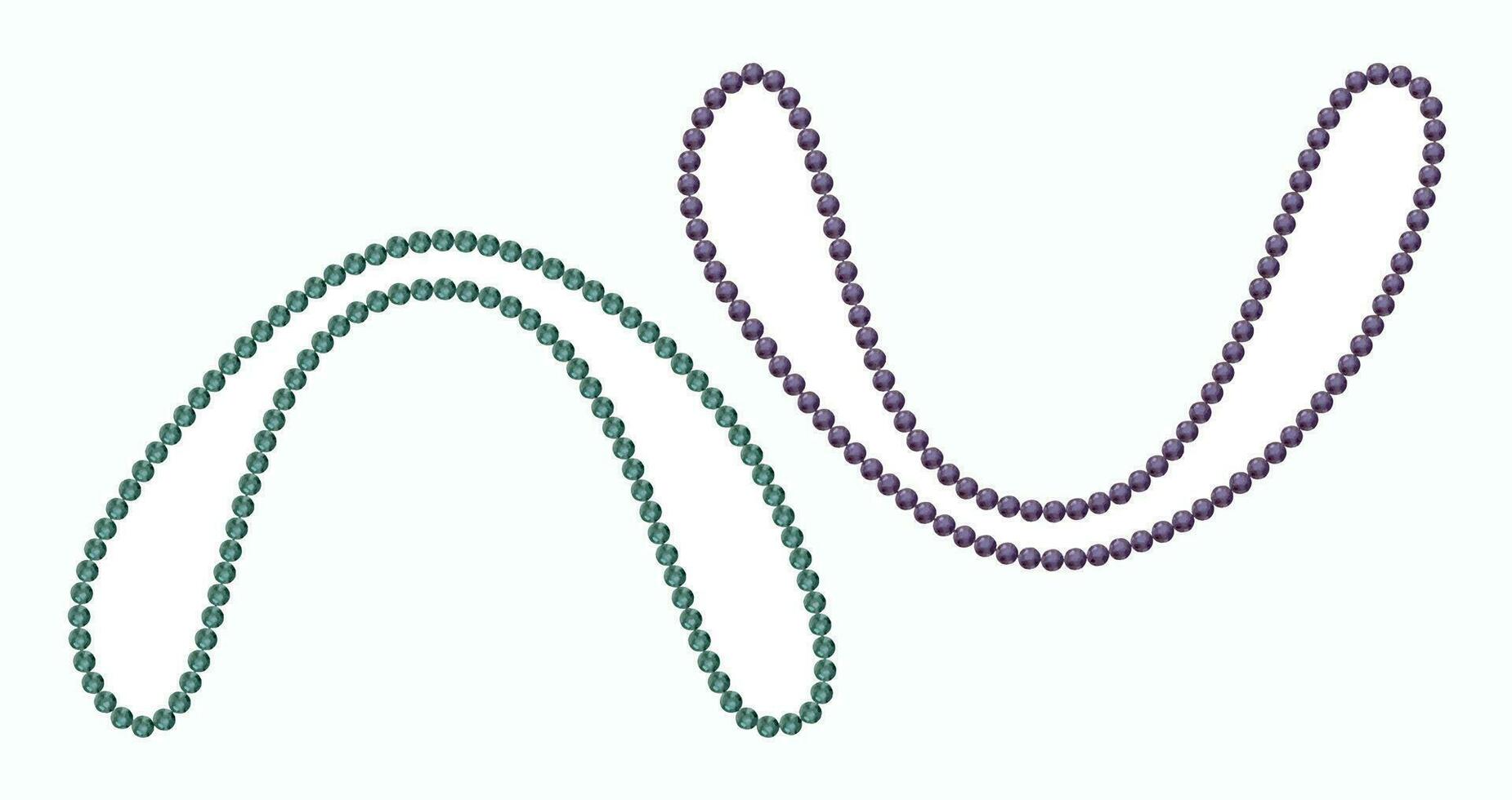 Hand drawn watercolor Mardi Gras carnival symbols. String of beads necklace jewelry throws in traditional color. Single object isolated on white background. Design for party invitation, print, shop vector