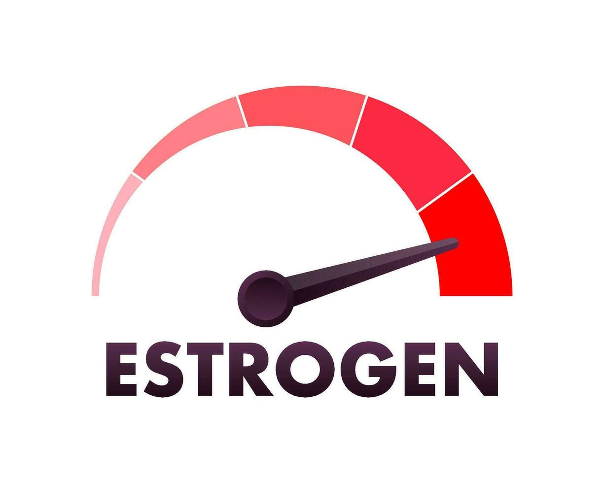 Estrogen Level Meter, measuring scale. Estrogen speedometer. Vector stock illustration