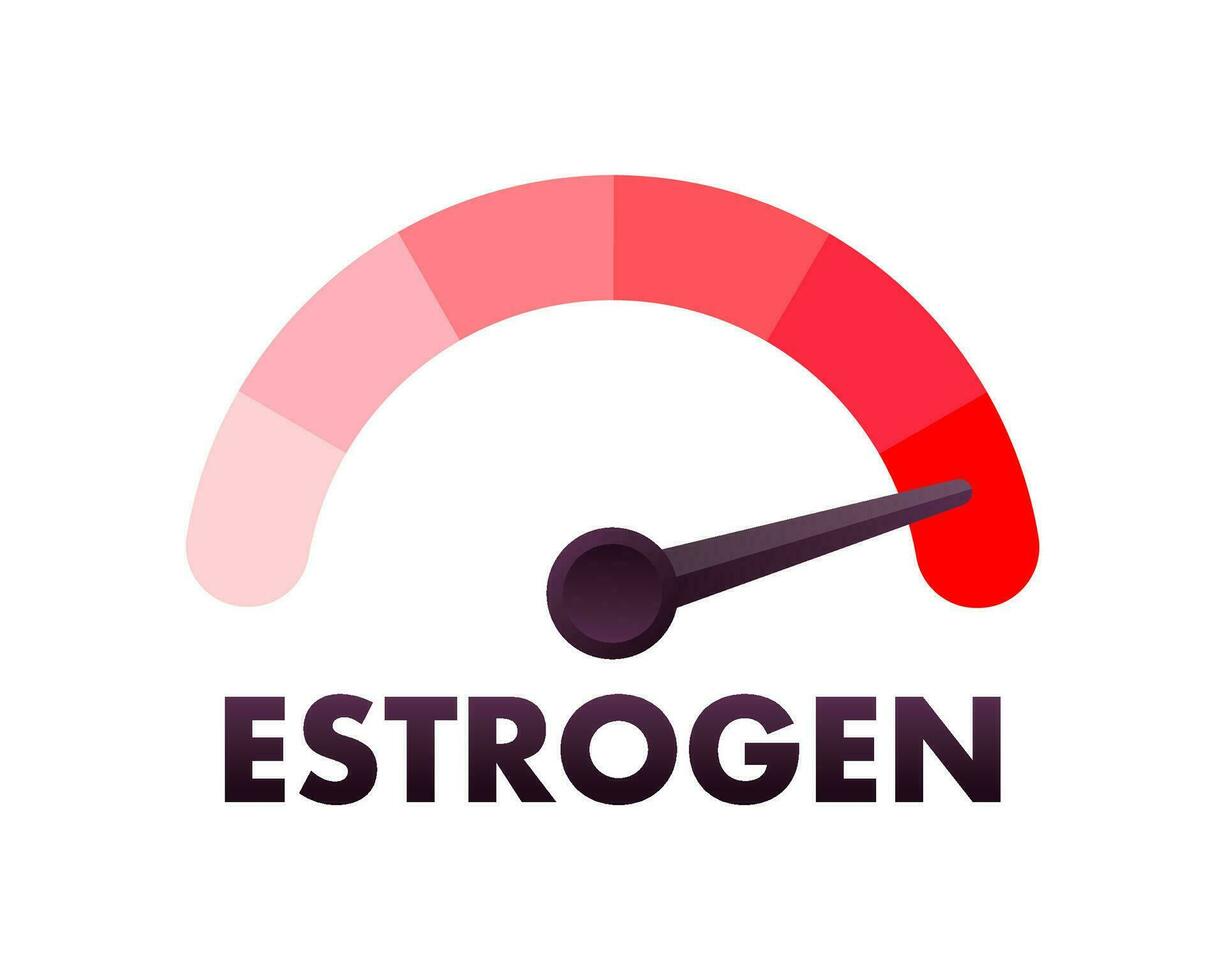 Estrogen Level Meter, measuring scale. Estrogen speedometer. Vector stock illustration