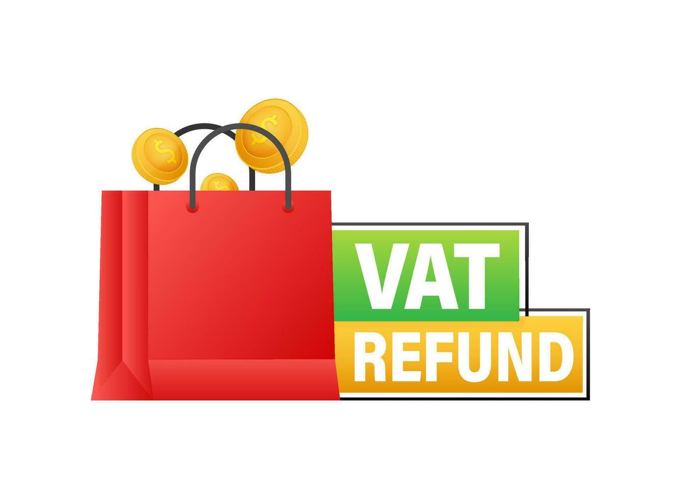 IVA reembolso. impuesto regreso gratis. vector valores ilustración