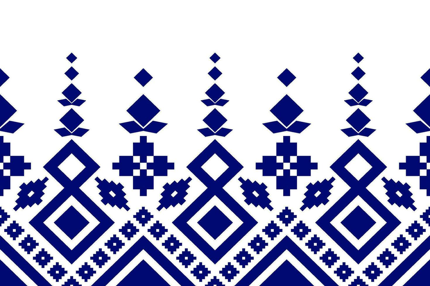 Indigo navy blue geometric traditional ethnic pattern Ikat seamless pattern border abstract design for fabric print cloth dress carpet curtains and sarong Aztec African Indian Indonesian vector