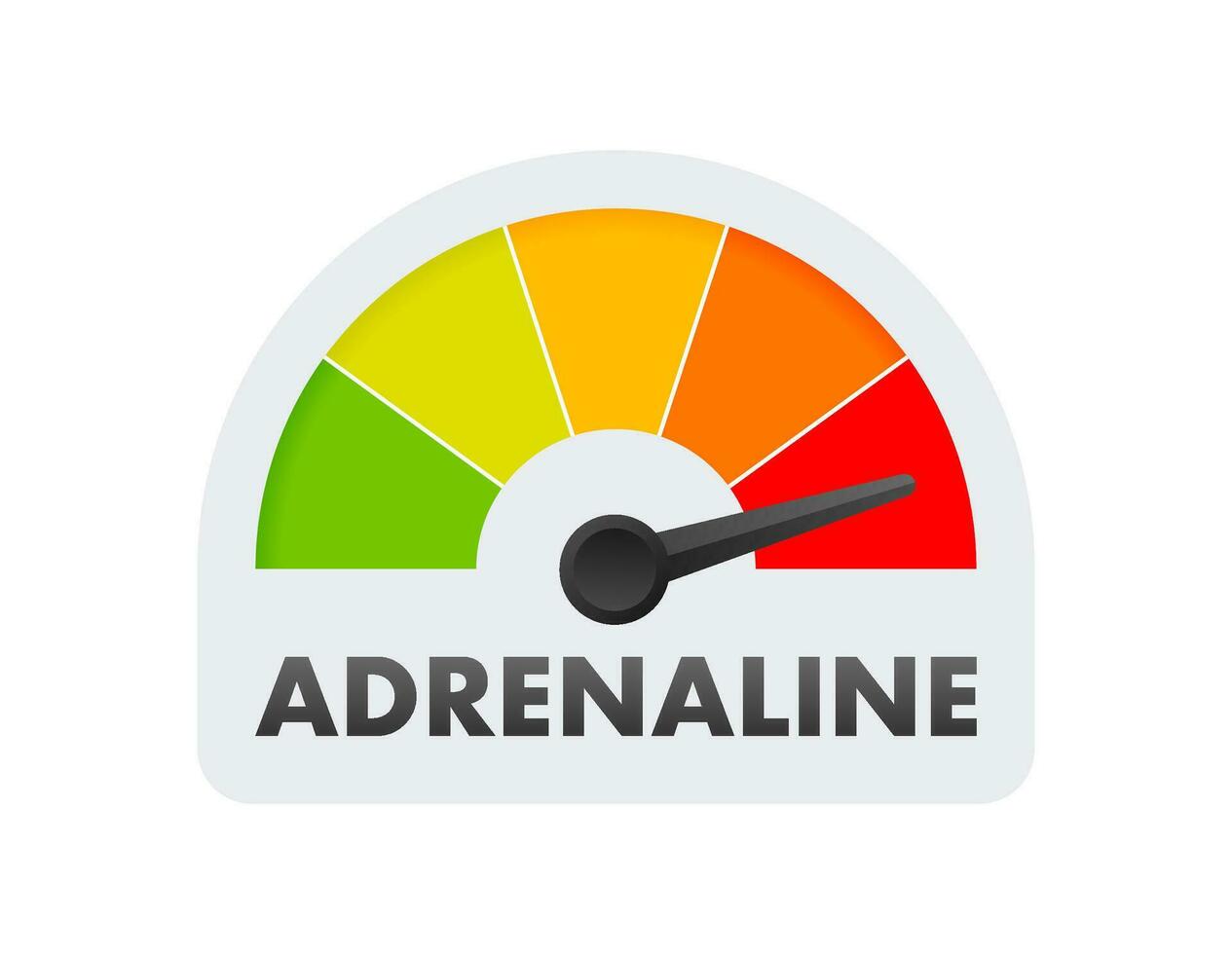 Adrenaline Level Meter, measuring scale. Adrenaline speedometer, indicator. Vector stock illustration