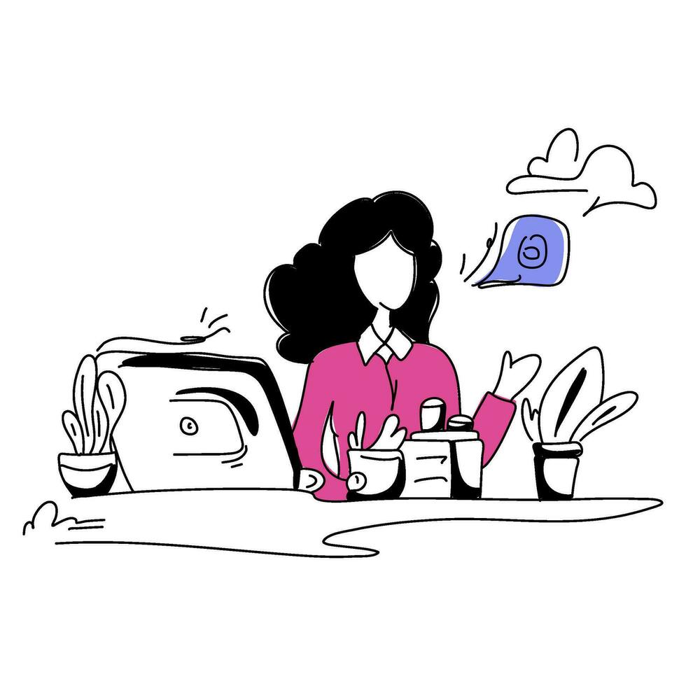 Flat Illustration Contact Us theme. Perfect for businesses seeking a sleek and contemporary touch, our artwork will captivate visitors while ensuring an intuitive user experience vector