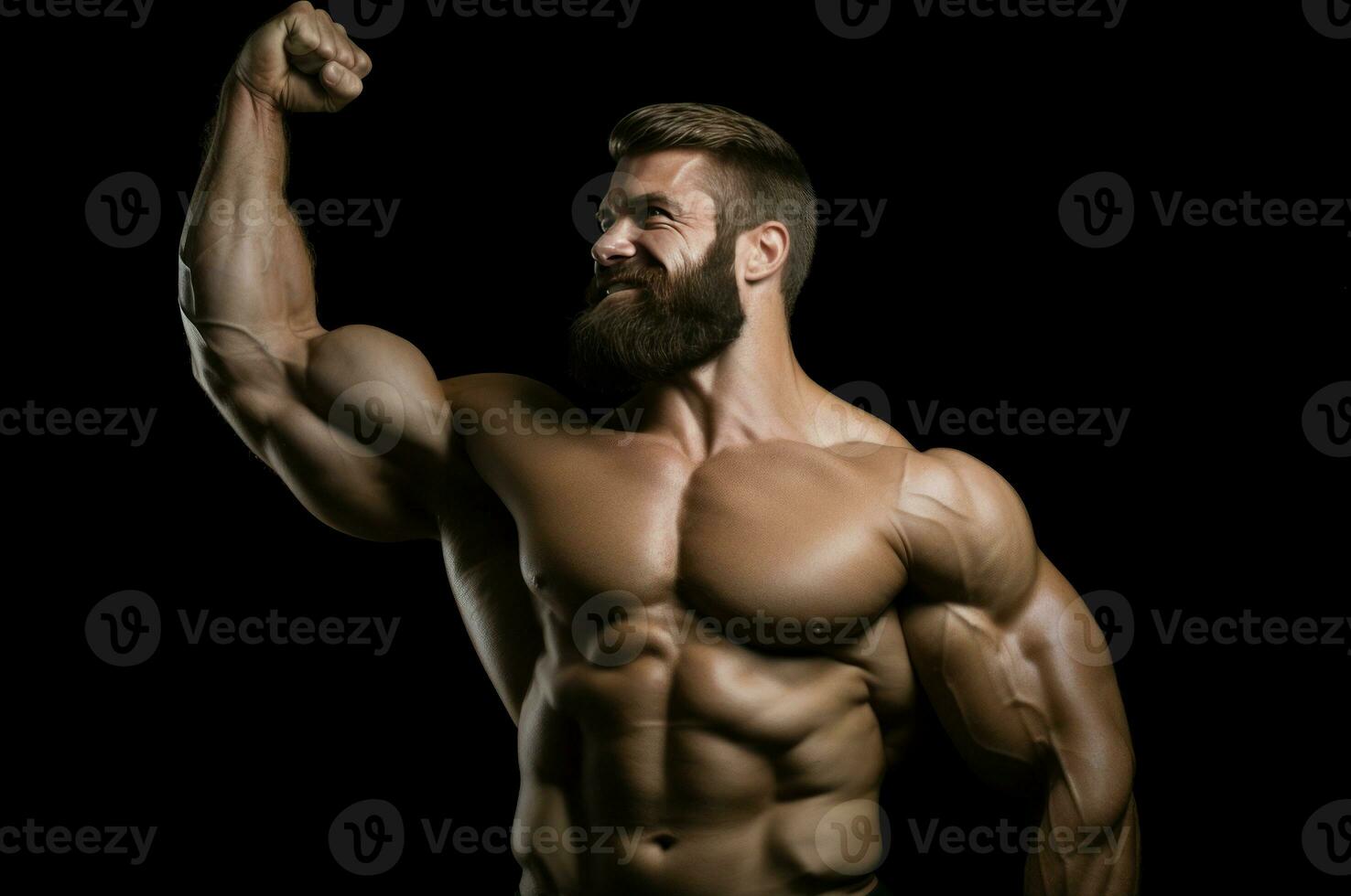 AI generated Powerful Man muscle gym training. Generate Ai photo