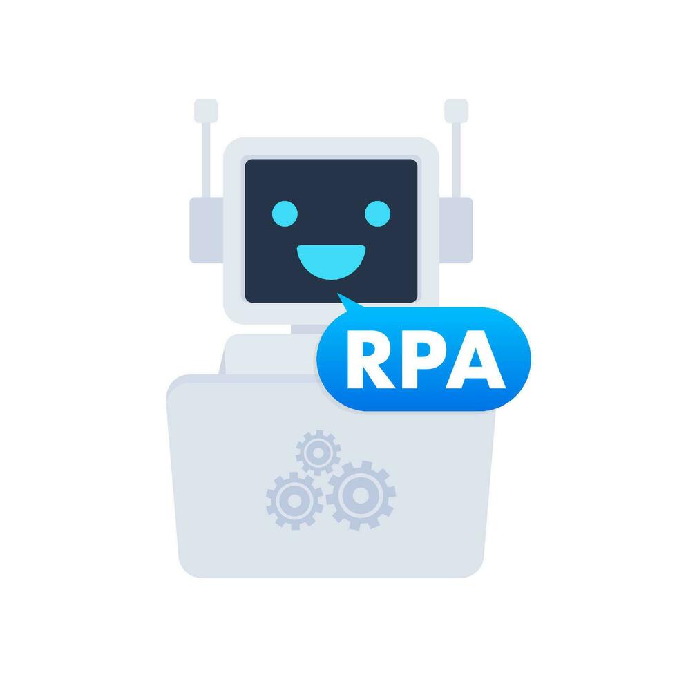 RPA Robotic process automation innovation. Robots and ai. Artificial Intelligence. Chat bot. Vector stock illustration