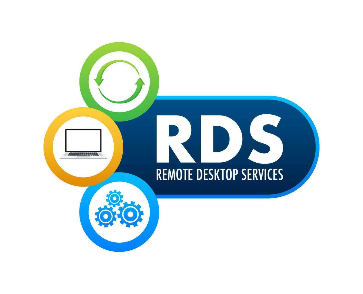 RDS - Remote Desktop Services, online advertising. Vector stock illustration