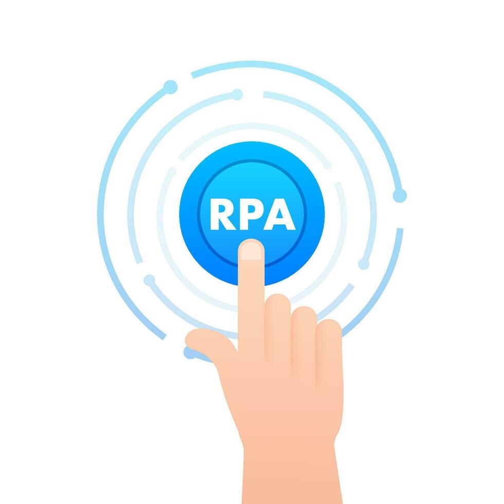 RPA Robotic process automation innovation. Robots and ai. Artificial Intelligence. Chat bot. Vector stock illustration