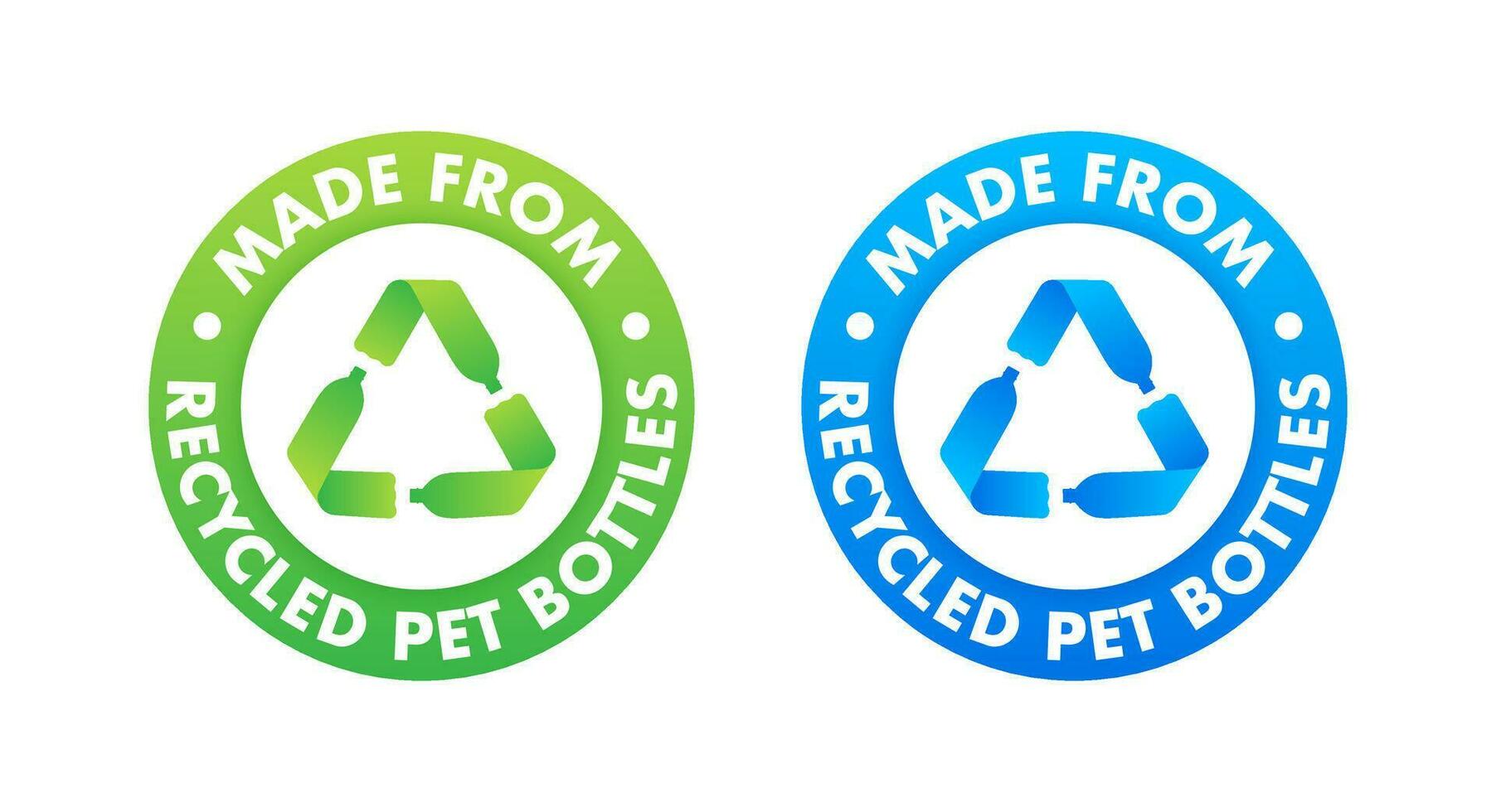rPet standard sign, label. 100 percent recycled materials and bottles. Recycled polyethylene terephthalate. Vector stock illustration