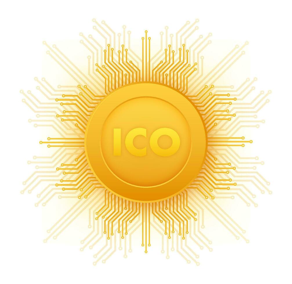 icono, inicial moneda ofrecimiento. ico simbólico producción proceso. vector valores ilustración