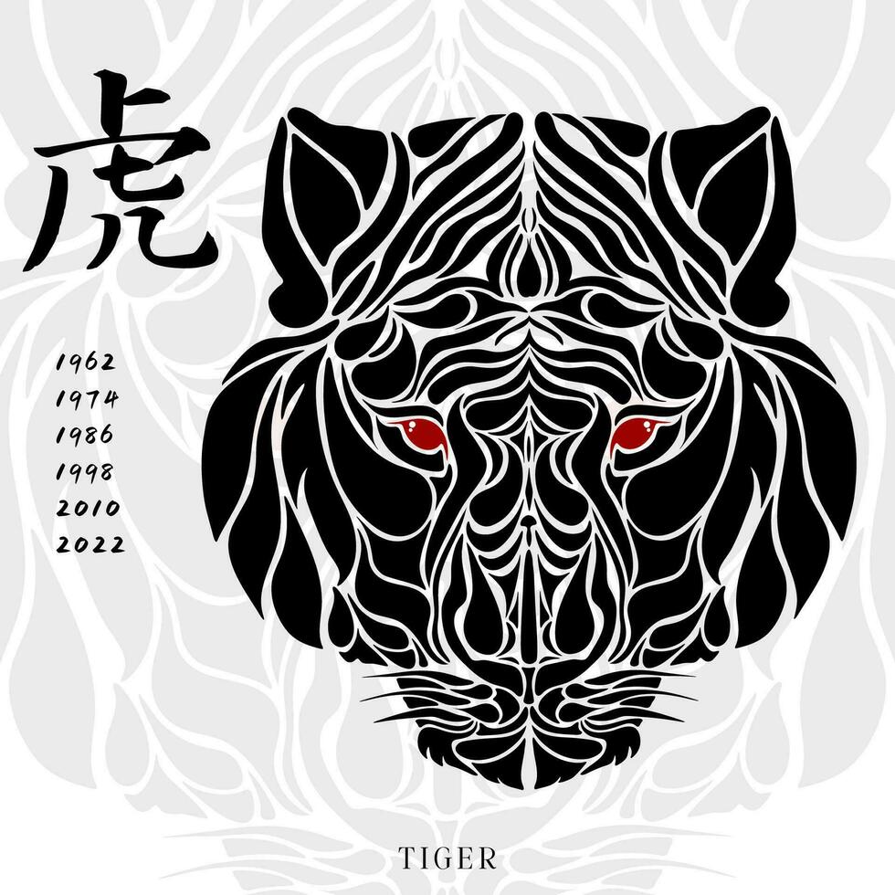 Chinese Zodiac Tiger art vector illustration