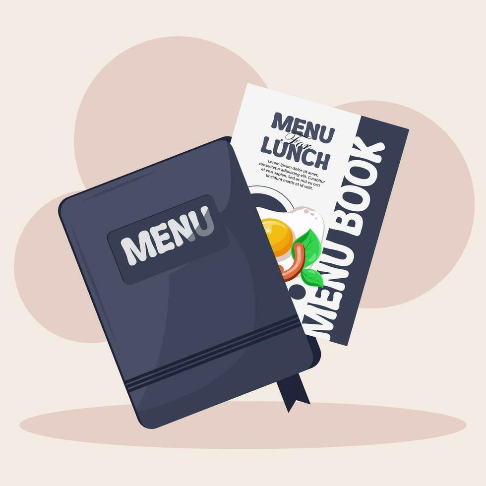 Vector illustration menu book with paper menu lunch