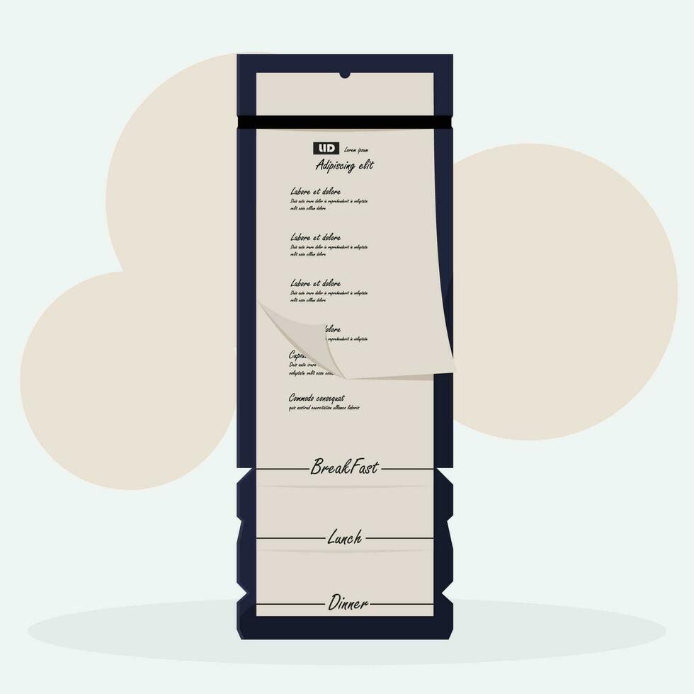 Vector illustration menu book with potrait style and long papers