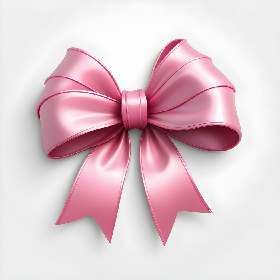 AI generated 3d pink bow isolated on white background photo