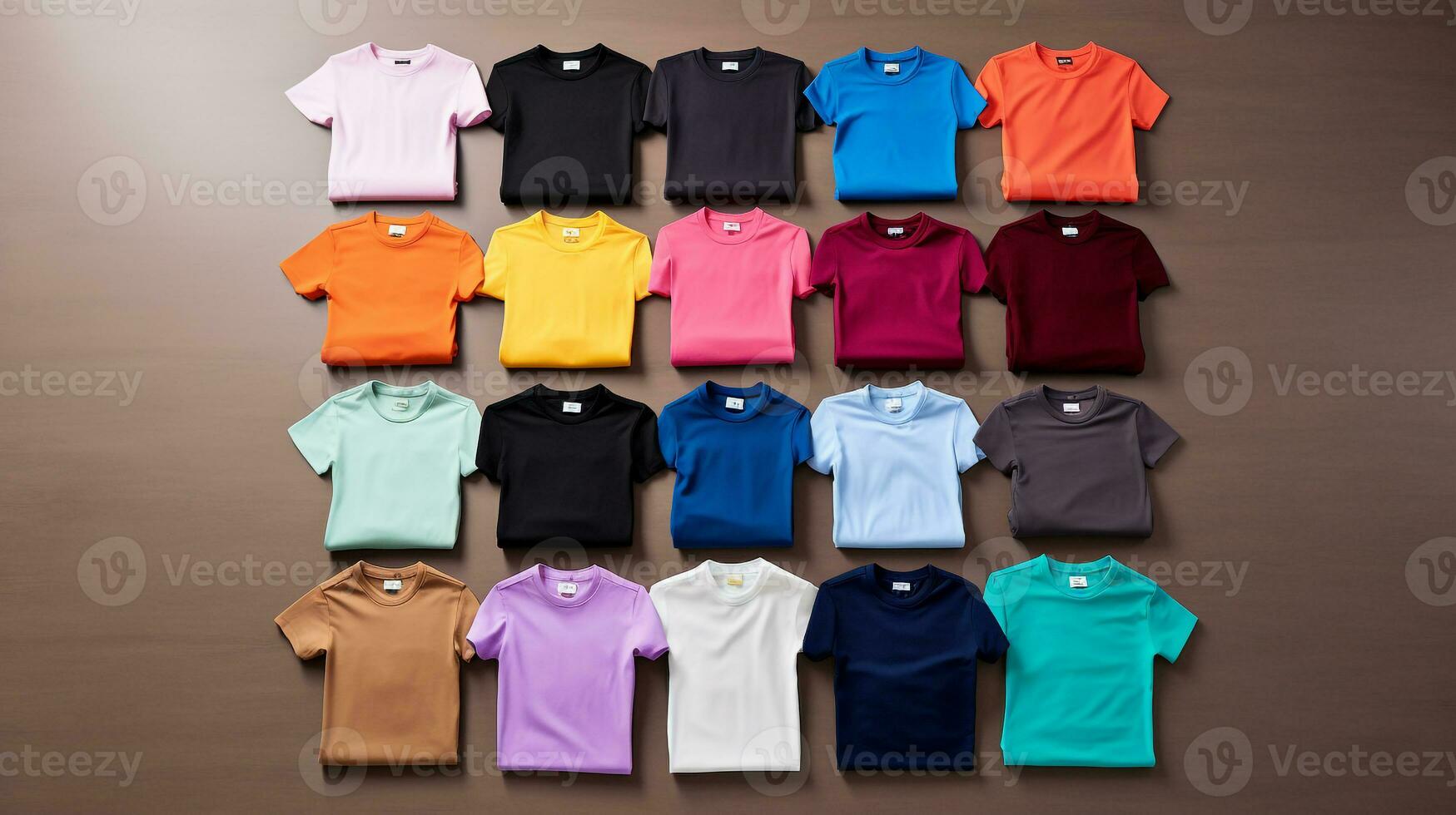 AI generated beautiful arrangement of t-shirts on table. Generative AI photo