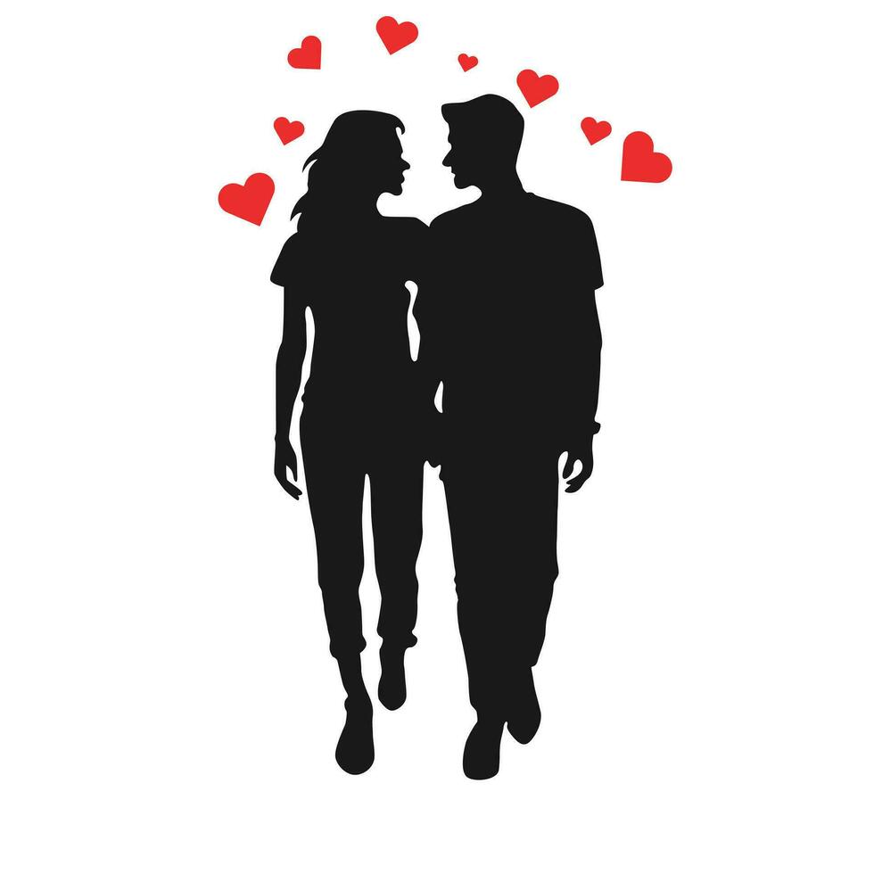 Man and woman couple lovers silhouette vector