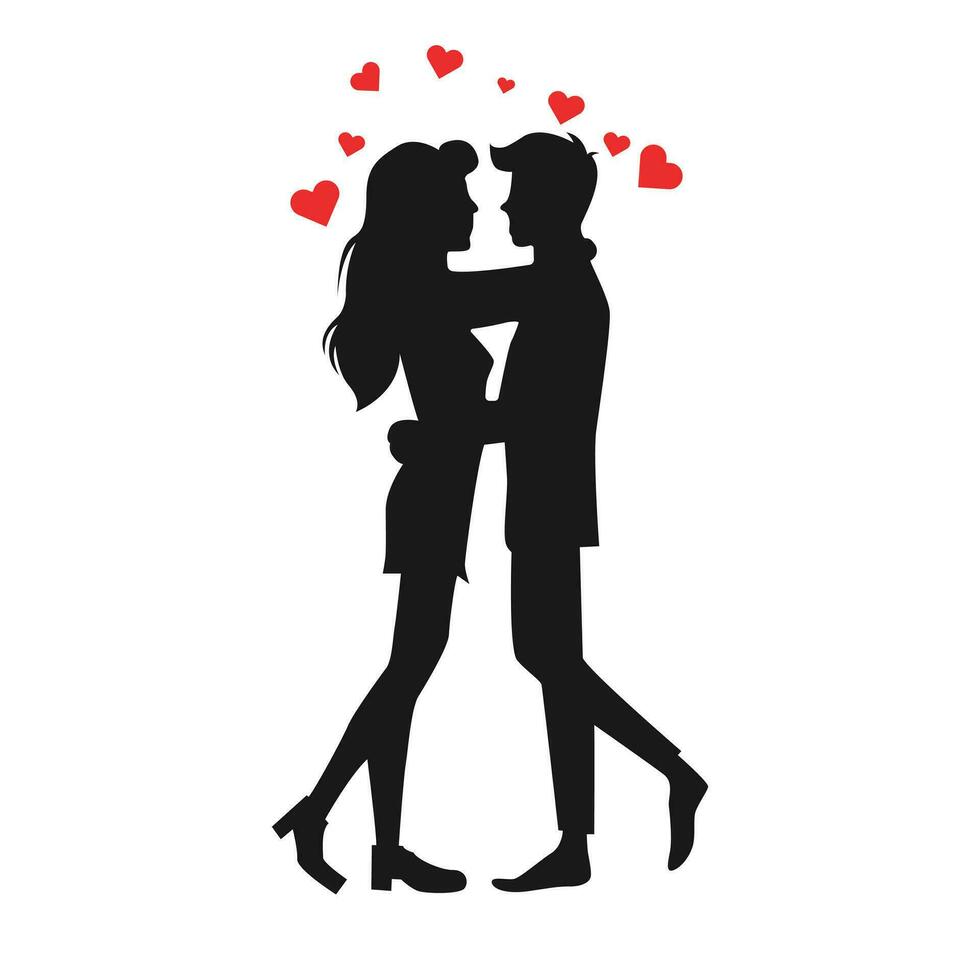 Romantic Love Couple Vector Silhouettes