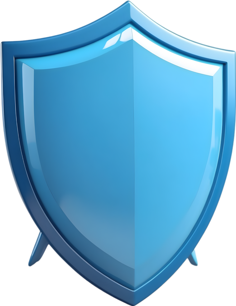 AI generated a blue shield with transparent background png