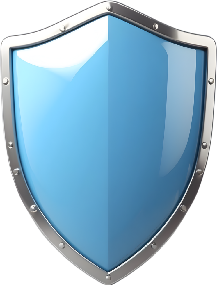 AI generated a blue shield with transparent background png