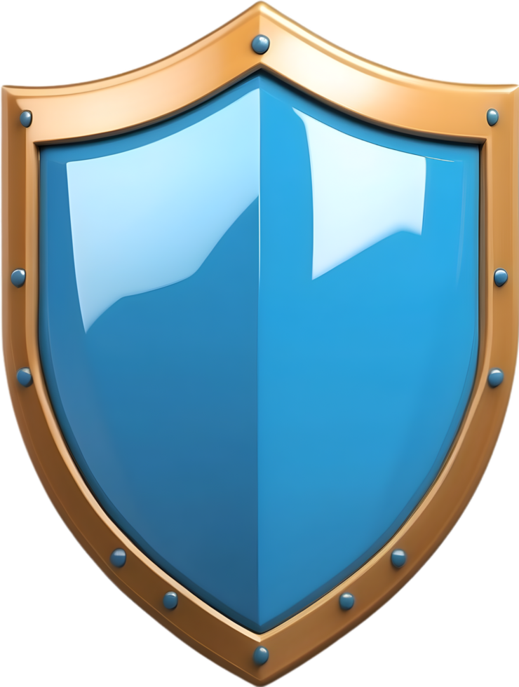 AI generated a blue shield with transparent background png