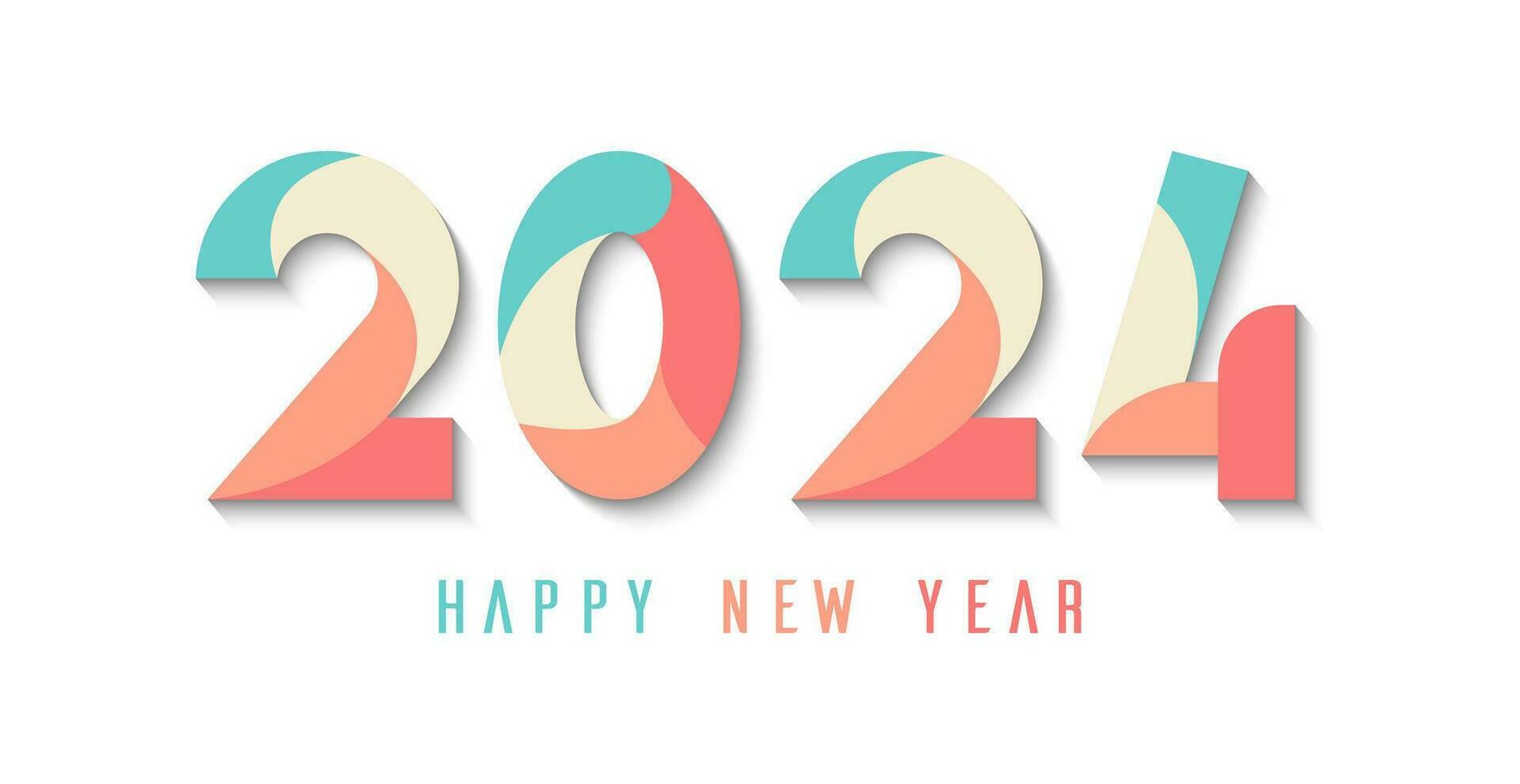 Happy New Year 2024 Colorful Geometric Banner Vector Illustration