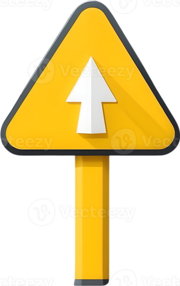 AI generated yellow sign with arrow pointing in different directions png