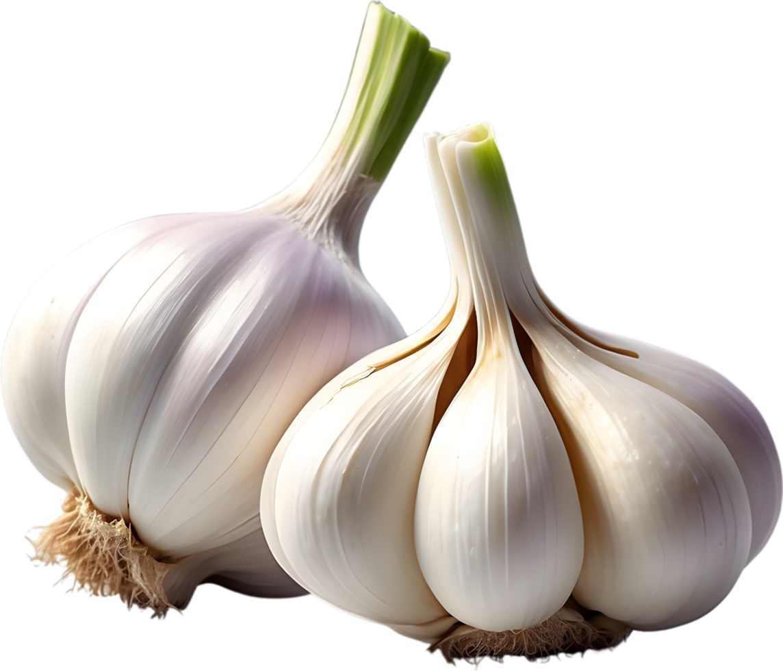 AI generated two garlic bulbs on a transparent background png