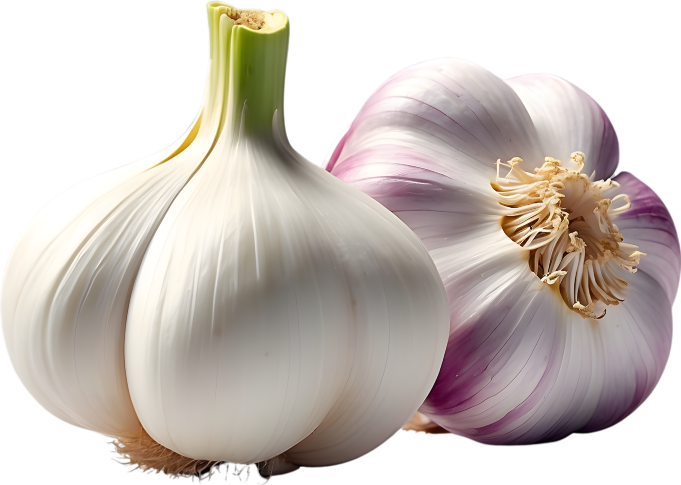 AI generated two garlic bulbs on a transparent background png