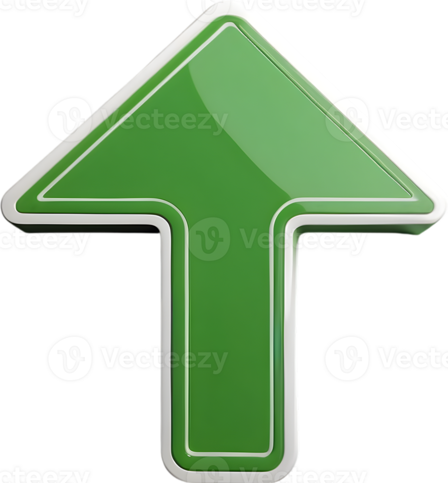 AI generated green arrow pointing up on transparent background png